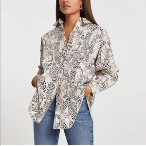 Animal Print Cotton Oversized Button Down